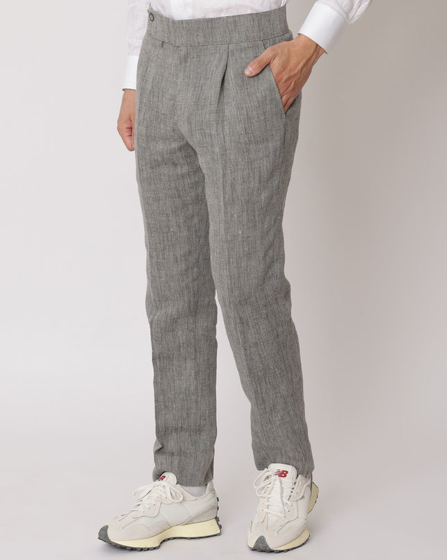 Charcoal Grey Premium Pure Linen Trouser Tailored Fit, Made in UAE-D22001