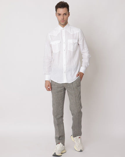 Charcoal Grey Premium Pure Linen Trouser Tailored Fit, Made in UAE-D22001