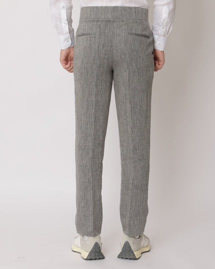 Charcoal Grey Premium Pure Linen Trouser Tailored Fit, Made in UAE-D22001