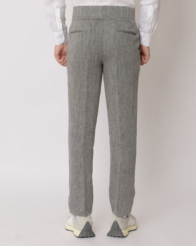 Charcoal Grey Premium Pure Linen Trouser Tailored Fit, Made in UAE-D22001