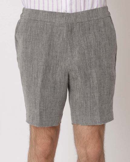 شورت كتان فاخر باللون الرمادي الفحمي، بقصّة مُخصّصة، صُنع في الإمارات العربية المتحدة - D22002