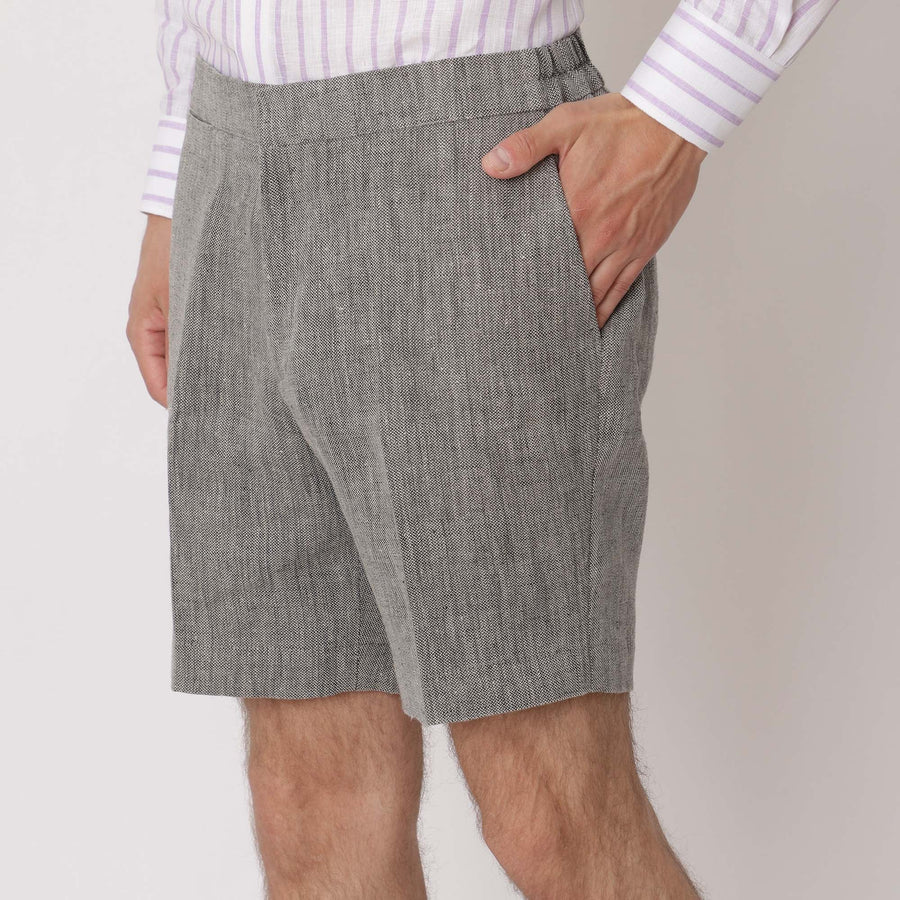 شورت كتان فاخر باللون الرمادي الفحمي، بقصّة مُخصّصة، صُنع في الإمارات العربية المتحدة - D22002