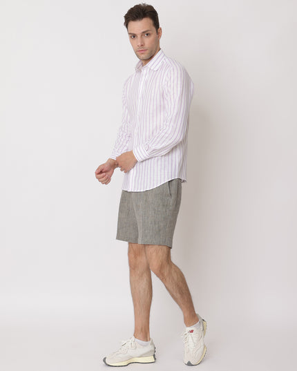 شورت كتان فاخر باللون الرمادي الفحمي، بقصّة مُخصّصة، صُنع في الإمارات العربية المتحدة - D22002