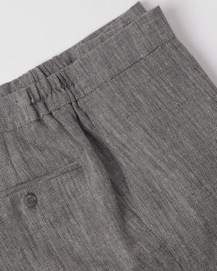 شورت كتان فاخر باللون الرمادي الفحمي، بقصّة مُخصّصة، صُنع في الإمارات العربية المتحدة - D22002