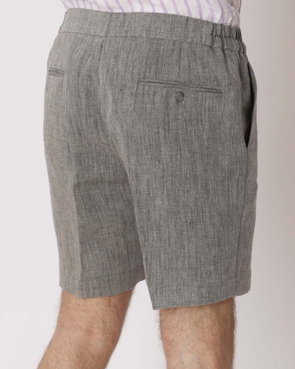 شورت كتان فاخر باللون الرمادي الفحمي، بقصّة مُخصّصة، صُنع في الإمارات العربية المتحدة - D22002