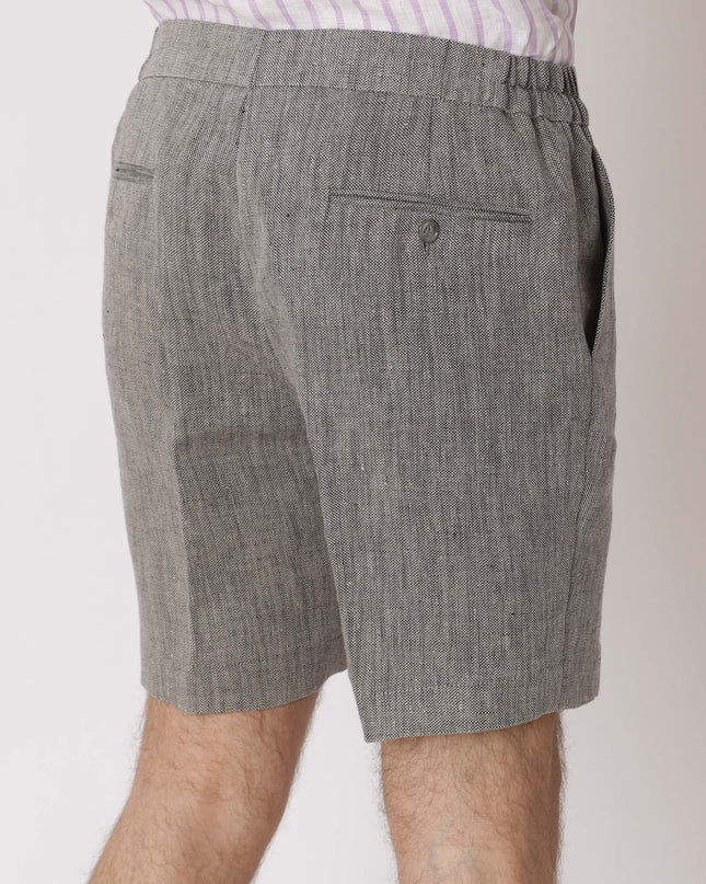 شورت كتان فاخر باللون الرمادي الفحمي، بقصّة مُخصّصة، صُنع في الإمارات العربية المتحدة - D22002