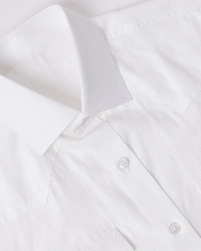 Pure White Premium Pure Linen Shirt Classic Fit, Made in UAE-D22006