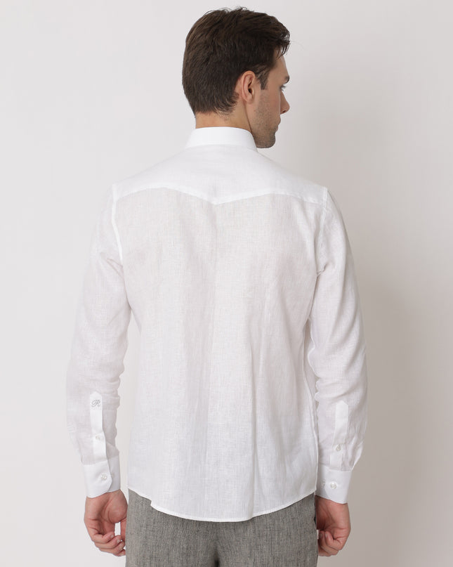 Pure White Premium Pure Linen Shirt Classic Fit, Made in UAE-D22006