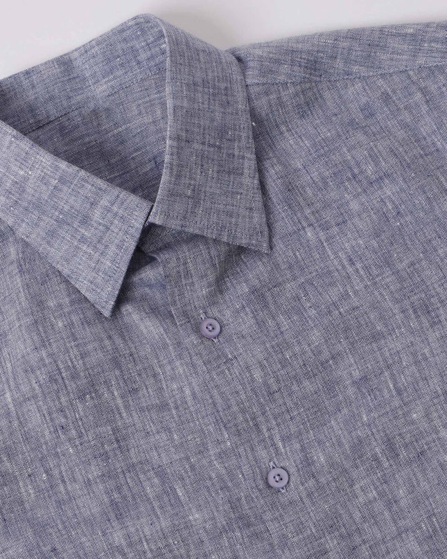 Heather Grey Premium Pure Linen Shirt Classic Fit, Made in UAE-D22007