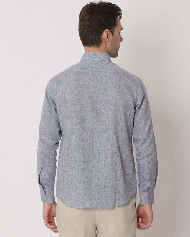 Heather Grey Premium Pure Linen Shirt Classic Fit, Made in UAE-D22007