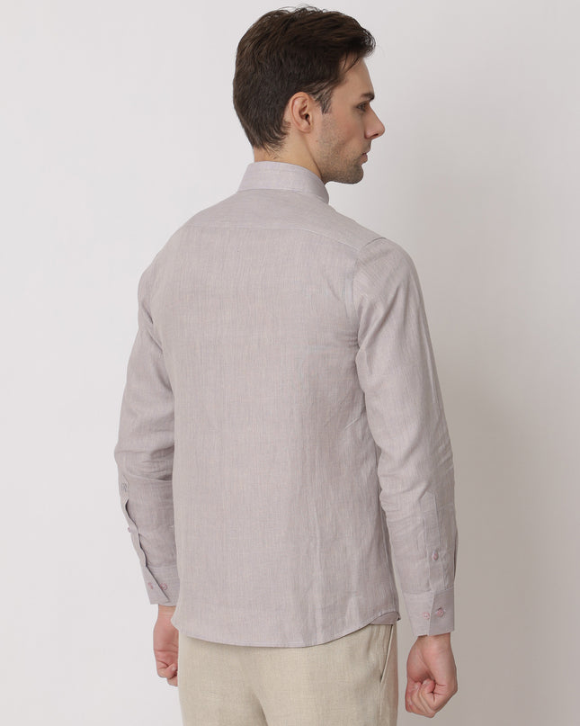 Light Lilac Premium Pure Linen Shirt Mandarin Collar, Made in UAE-D22009
