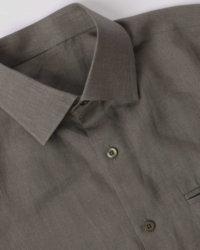 Olive Green Premium Pure Linen Shirt Classic Fit, Made in UAE-D22010