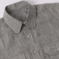 قميص كتان نقي فاخر بلون رمادي موس، بقصة كلاسيكية، صنع في الإمارات العربية المتحدة - D22011