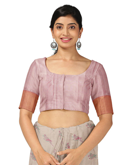 Ivory and Peach Pure Tissue Silk Kanjeevaram Saree with Delicate Handwoven Floral Motifs, 5.5 Meters with Blouse Piece, Originating from India-D22671