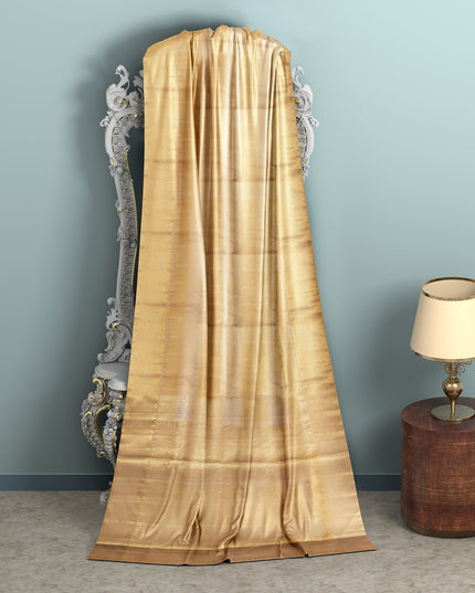 Golden Pure Tissue Silk Kanjeevaram Saree with Traditional Handwoven Textured Weave, 5.5 Meters with Blouse Piece, Originating from India-D22672
