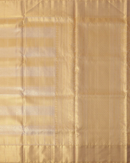 Golden Pure Tissue Silk Kanjeevaram Saree with Traditional Handwoven Textured Weave, 5.5 Meters with Blouse Piece, Originating from India-D22672