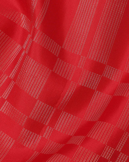 ساري حرير ناعم أحمر وأسود بنسيج هندسي ونقشة بالو ثنائية اللون، بطول 5.5 متر مع قطعة بلوزة، من أصل هندي - D22675