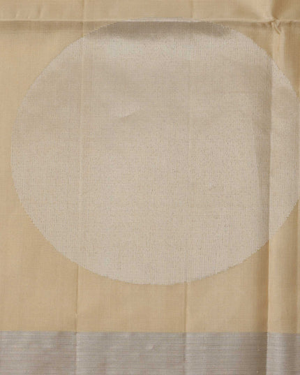 ساري حرير ناعم منسوج بنقشة مربعات رقيقة باللونين الفيروزي والبيج، بطول 5.5 متر مع قطعة بلوزة، من الهند - D22680