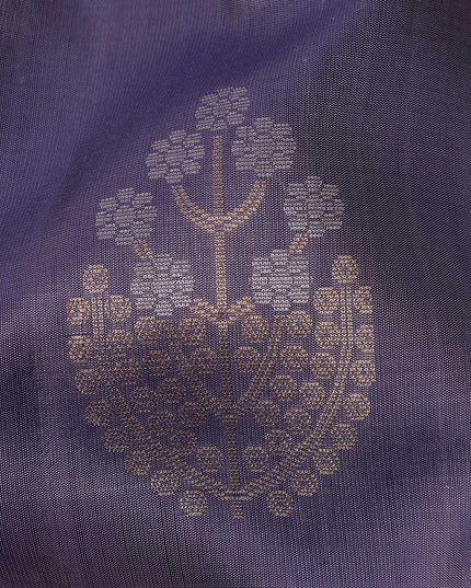 ساري بوتا زهري من الحرير الناعم بلون بنفسجي ذهبي مع حافة متباينة، بطول 5.5 متر مع قطعة بلوزة، من أصل هندي - D22682