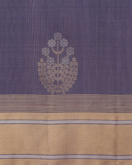 ساري بوتا زهري من الحرير الناعم بلون بنفسجي ذهبي مع حافة متباينة، بطول 5.5 متر مع قطعة بلوزة، من أصل هندي - D22682