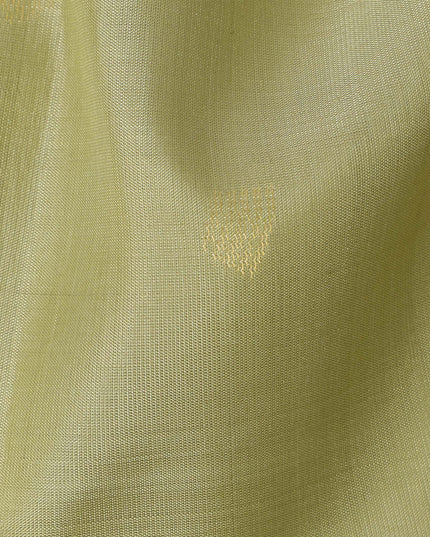 Pastel Green Soft Silk Saree with Zari Circle Border and Subtle Checkered Texture, 5.5 Meters with Blouse Piece, Originating from India-D22689