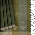 Olive Green Soft Silk Saree with Arrow Motifs and Dual-Toned Pallu Design, 5.5 Meters with Blouse Piece, Originating from India-D22690 Regal Fabrics