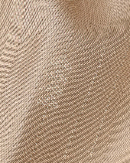 Champagne Beige Soft Silk Saree with Subtle Arrow Weaves and Rustic Pallu Contrast, 5.5 Meters with Blouse Piece, Originating from India-D22692
