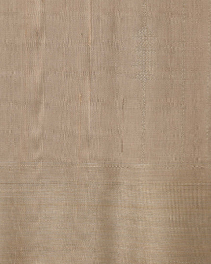 Champagne Beige Soft Silk Saree with Subtle Arrow Weaves and Rustic Pallu Contrast, 5.5 Meters with Blouse Piece, Originating from India-D22692