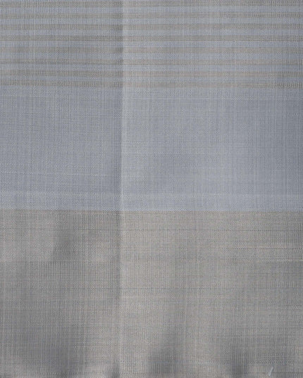 Steel Grey Soft Silk Saree with Subtle Silver Zari Weaving and Self-Checked Design, 5.5 Meters with Blouse Piece, Originating from India-D22693