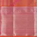 Orange and Pink Pure Silk Kanjeevaram Saree with Diagonal Handwoven Pattern and Contrast Border, 5.5 Meters with Blouse Piece, Originating from India-D22695 Regal Fabrics