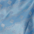 Sky Blue Pure Silk Kanjeevaram Saree with Handwoven Diagonal Butti Pattern and Ornamental Border, 5.5 Meters with Blouse Piece, Originating from India-D22698 - Regal Fabrics