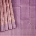 Lilac and Peach Pure Silk Kanjeevaram Saree with Handwoven Chevron Motif and Contrast Pallu, 5.5 Meters with Blouse Piece, Originating from India-D22699