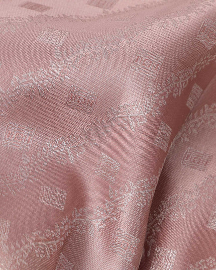 Blush Pink Pure Silk Kanjeevaram Saree with Handwoven Diagonal Butti Pattern and Ornamental Border, 5.5 Meters with Blouse Piece, Originating from India-D22701 - Regal Fabrics