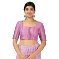 Rose Pink Pure Tissue Silk Kanjeevaram Saree with Handwoven Circular Butti Design and Chevron Pattern Border, 5.5 Meters with Blouse Piece, Originating from India-D22708 - Regal Fabrics