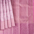 Rose Pink Pure Tissue Silk Kanjeevaram Saree with Handwoven Circular Butti Design and Chevron Pattern Border, 5.5 Meters with Blouse Piece, Originating from India-D22708 - Regal Fabrics
