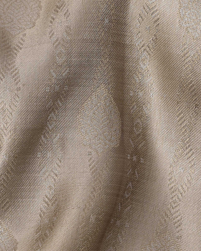Olive Green Pure Tissue Silk Kanjeevaram Saree with Handwoven Self-Striped Texture and Subtle Zari Finish, 5.5 Meters with Blouse Piece, Originating from India-D22709