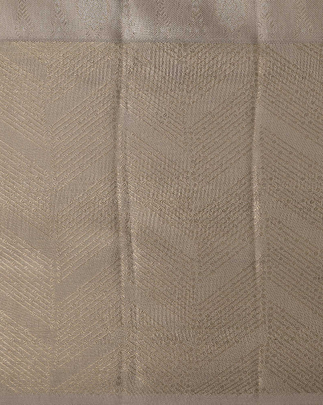 Olive Green Pure Tissue Silk Kanjeevaram Saree with Handwoven Self-Striped Texture and Subtle Zari Finish, 5.5 Meters with Blouse Piece, Originating from India-D22709