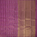 Magenta Pure Tissue Silk Kanjeevaram Saree with Handwoven Horizontal Zari Motifs and Contrast Gold Border, 5.5 Meters with Blouse Piece, Originating from India-D22710