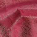 Reddish Pink Pure Tissue Silk Kanjeevaram Saree with Handwoven Zari Grid Design and Traditional Contrast Border, 5.5 Meters with Blouse Piece, Originating from India-D22712 - Regal Fabrics