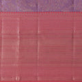 Lavender and Coral Pure Silk Kanjeevaram Saree with Handwoven Ornamental Motif Panel and Traditional Contrast Border, 5.5 Meters with Blouse Piece, Originating from India-D22715