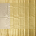 Golden Yellow and Silver Pure Tissue Silk Kanjeevaram Saree with Handwoven Minimalist Stripes and Solid Zari Border, 5.5 Meters with Blouse Piece, Originating from India-D22720