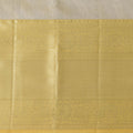 Golden Yellow and Silver Pure Tissue Silk Kanjeevaram Saree with Handwoven Minimalist Stripes and Solid Zari Border, 5.5 Meters with Blouse Piece, Originating from India-D22720