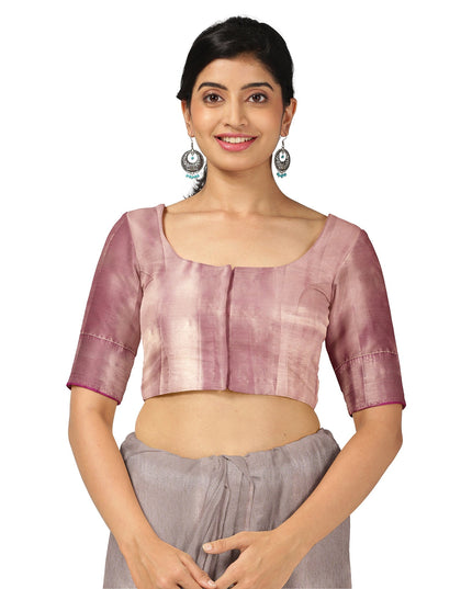 Rose Pink Pure Tissue Silk Kanjeevaram Saree with Geometric Zari Border and Dual Tone Weave, 5.5 Meters with Blouse Piece, Handwoven from India-D22723