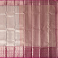 Rose Pink Pure Tissue Silk Kanjeevaram Saree with Geometric Zari Border and Dual Tone Weave, 5.5 Meters with Blouse Piece, Handwoven from India-D22723