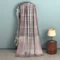 Smokey Grey and Dusty Rose Plain Woven Pure Silk Kanjeevaram Saree with Subtle Stripes, 5.5 Meters with Blouse Piece, Handwoven from India-D22725 - Regal Fabrics