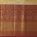 Golden Mustard Traditional Zari Brocade Weave with Maroon Border Pure Silk Kanjeevaram Saree, 5.5 Meters with Blouse Piece, Handwoven from India-D22728