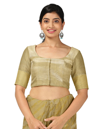 Golden Diagonal Checks Zari Weave Pure Tissue Silk Kanjeevaram Saree, 5.5 Meters with Blouse Piece, Handwoven from India-D22734