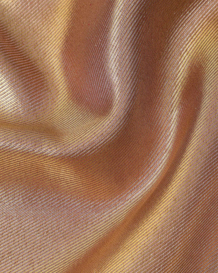 ساري كانجيفارام حريري نقي منسوج بحدود زهرية باللون البيج الذهبي، بطول 5.5 متر مع قطعة بلوزة، منسوج يدويًا من الهند - D22738