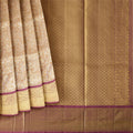Golden Floral Zari Brocade Pure Silk Kanjeevaram Saree, 5.5 Meters with Blouse Piece, Handwoven from India-D22740