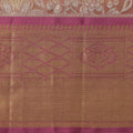 Golden Floral Zari Brocade Pure Silk Kanjeevaram Saree, 5.5 Meters with Blouse Piece, Handwoven from India-D22740